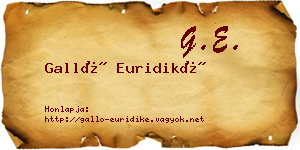 Galló Euridiké névjegykártya